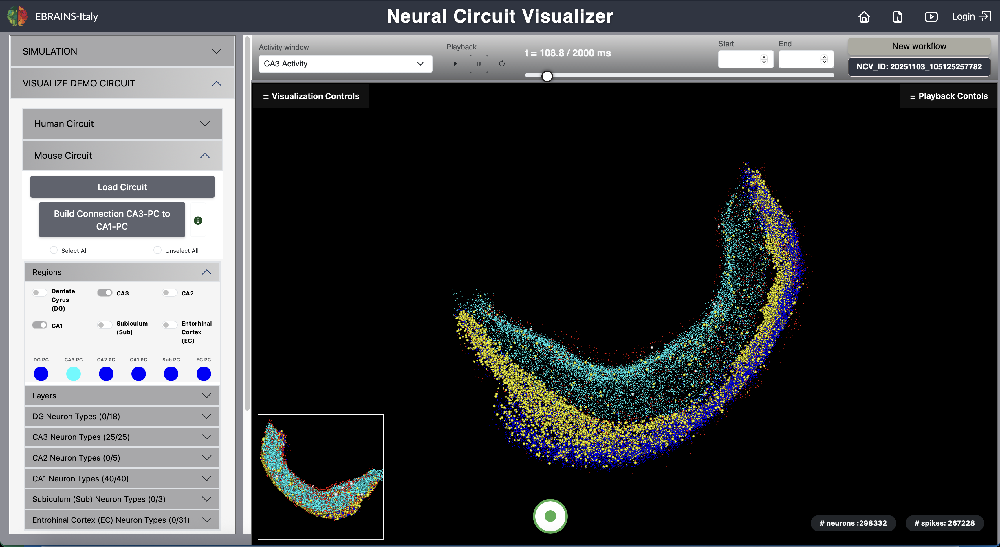 Demo mouse Circuit Region Selection Screenshot